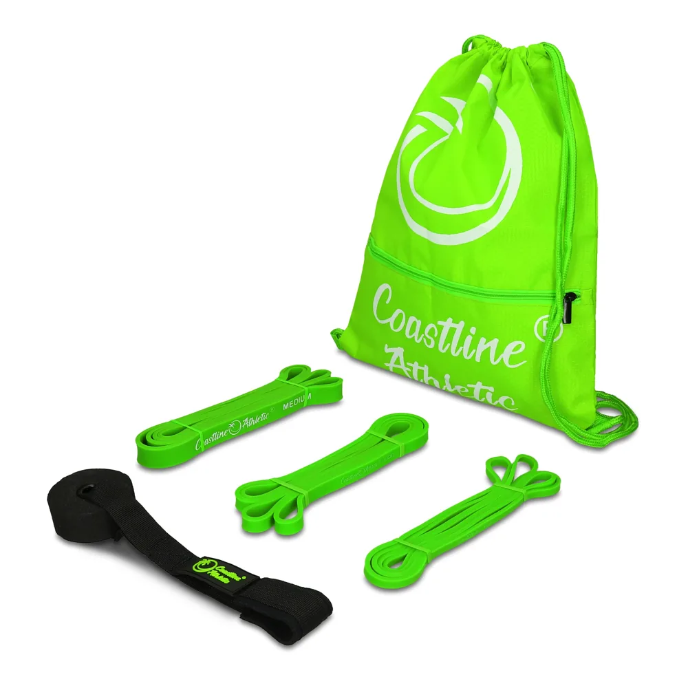 Zestaw 1-3 Coastline Athletic: gumy oporowe X-LIGHT, LIGHT i MEDIUM, kotwica do drzwi i worek