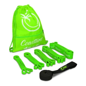 Zestaw Premium Coastline Athletic: 5 zielonych gum oporowych, kotwica do drzwi i worek